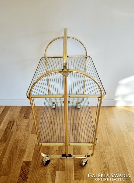 Vintage folding cart with glass shelves