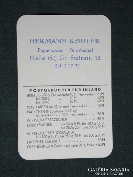 Kártyanaptár, Németország, Halle, HERMANN KOHLER papír írószer üzlet, 1968,   (5)