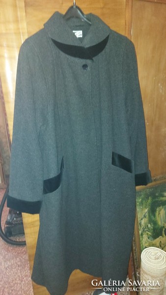 Elegant long fabric jacket dark gray modern xxl