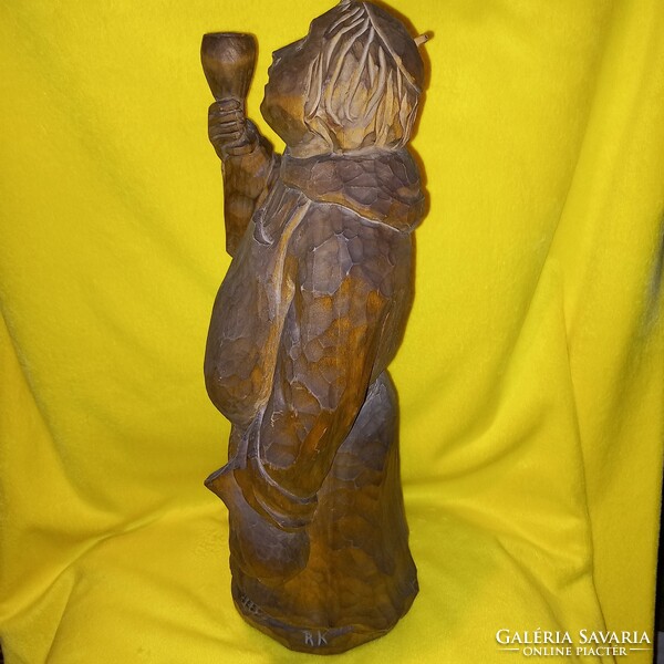 " Boldog Barát " .R.K. szignózott fafaragás, fából faragott figura, szobor.