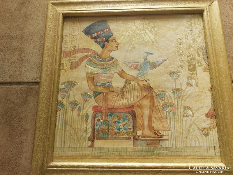 (K) Egyiptomi litográfia, nyomat? 30x30cm kerettel