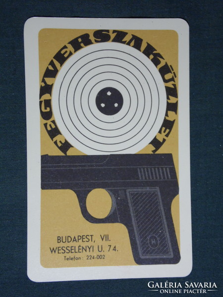 Card calendar, gun shop, Budapest, graphic artist, pistol, 1968, (5)