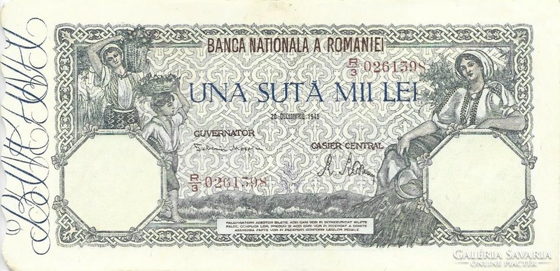 100000 Lei 1946 Romania 3. Beautiful