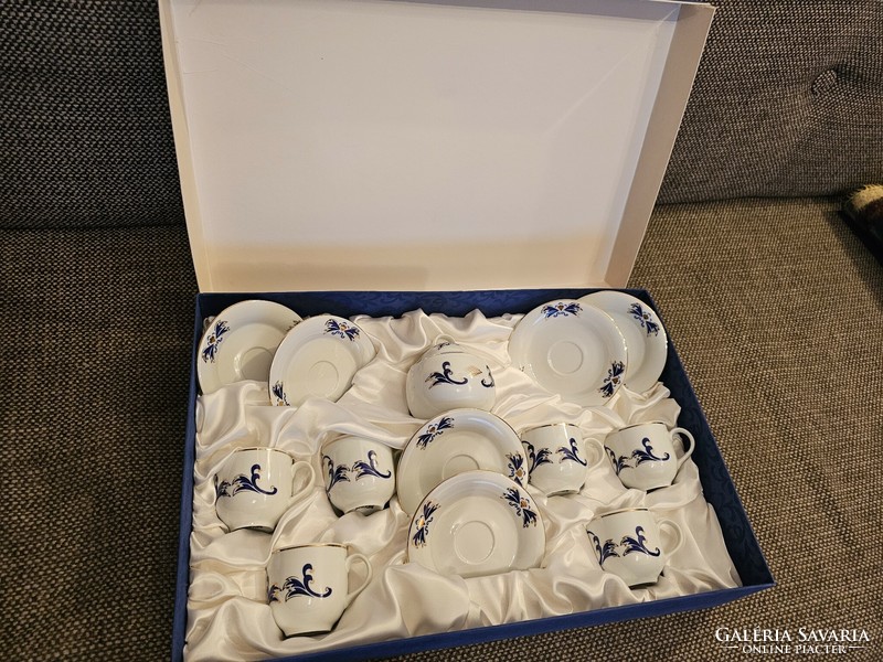 Kalocsa cobalt blue coffee set, hand painted in its gift box