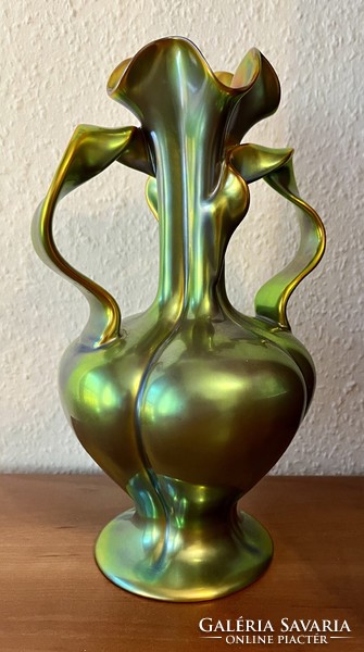 Zsolnay eozin szalagfüles váza