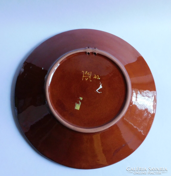 Hódmezővásárhely folk ceramic bowl 31 cm
