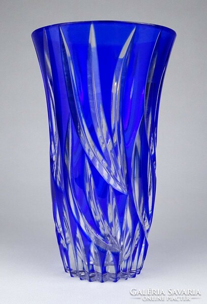 1L699 blue polished glass crystal vase 21 cm