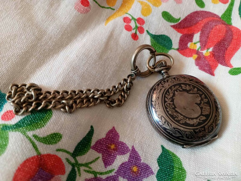 Tula silver pocket watch with horse head motif