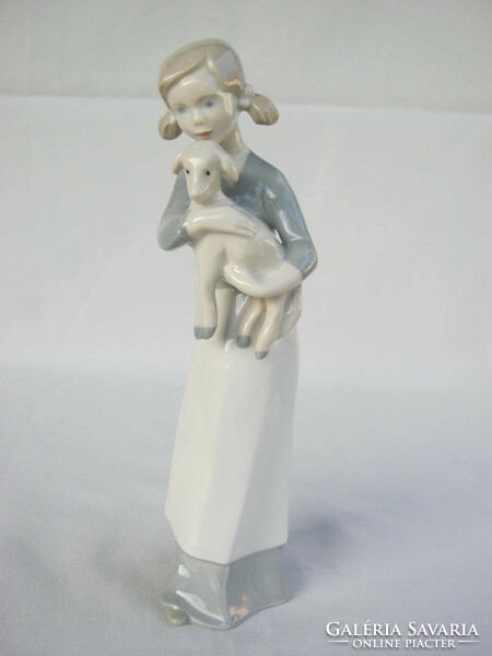Német Lippelsdorf porcelán lány báránnyal 20 cm