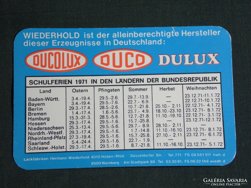Card calendar, Germany, wiederhold dulux paint factory, 1971, (5)