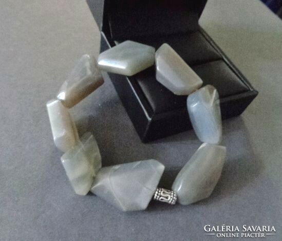 Moonstone gray mineral bracelet made of large irregular stones