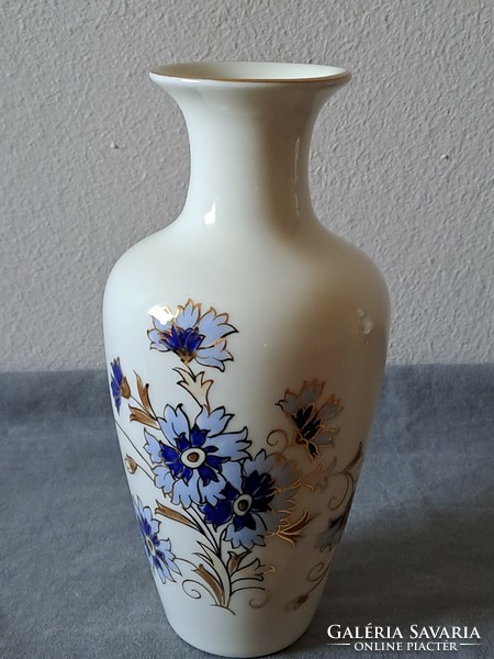 Flawless! Zsolnay vase with cornflower pattern 16.5 cm.!