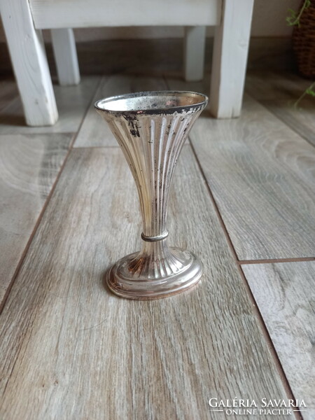 Szépséges régi ezüstözött váza (11,5x6,7x4,5 cm)