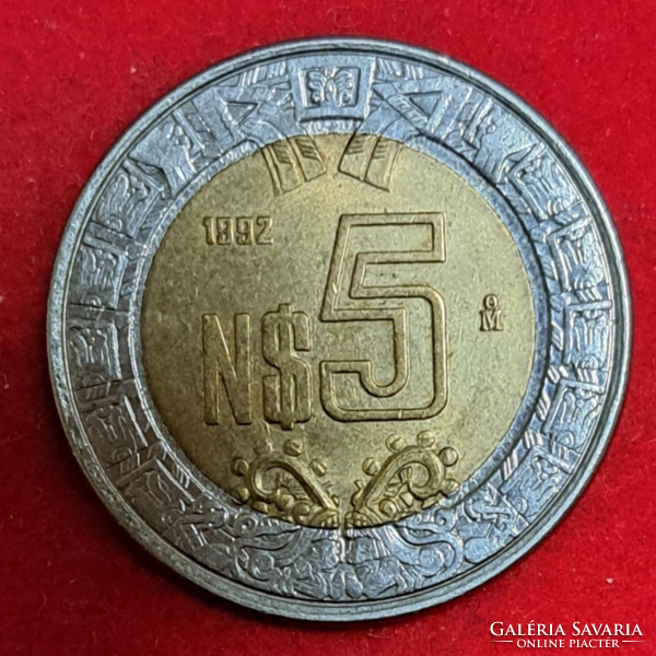 1992.  Mexikó 5 Peso bimetál (698)