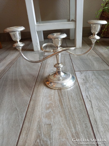 Beautiful three-pronged silver-plated candle holder (30x19.5x11.5 cm)