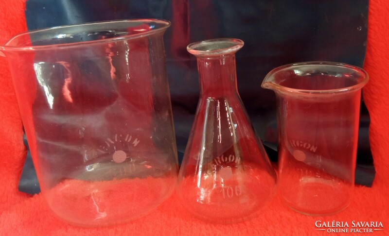 3 db régi ERGON laboratoriumi üveg