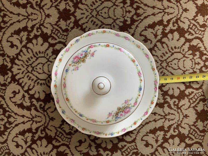 Butter holder - floral round porcelain 17 cm x 10 cm cheese holder