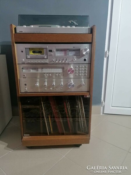 Retro saba record and cassette player with two speakers