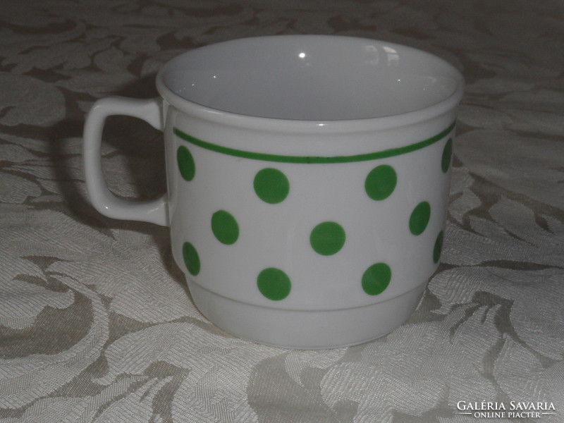 Zsolnay zöld pöttyös porcelán csésze, bögre