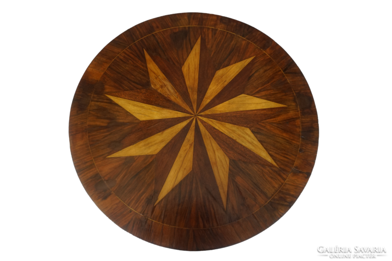 Baroque-style round side table with inlay