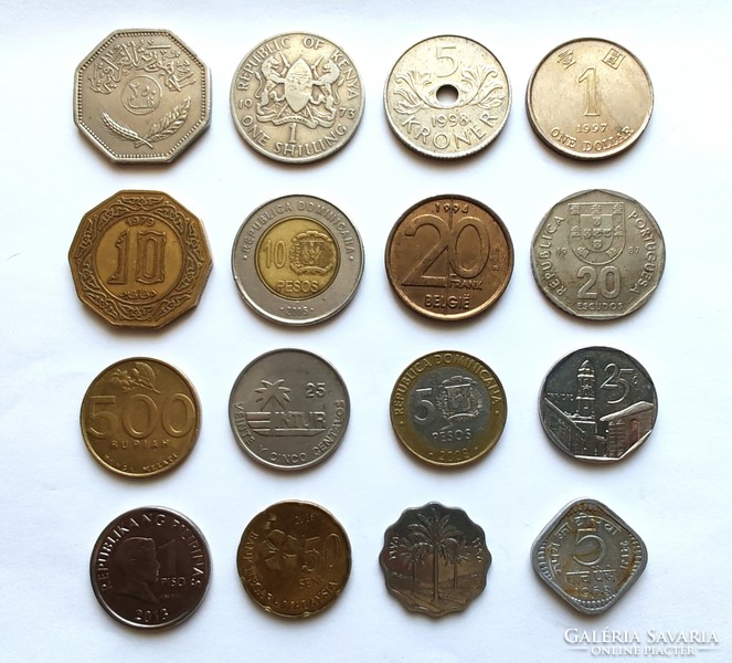 Vegyes külföldi pénzérmék 16 db, Európa - Ázsia