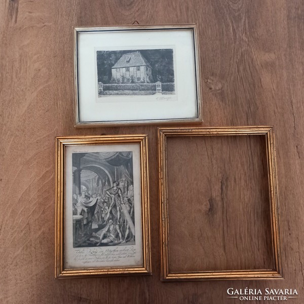 3 old picture frames in one