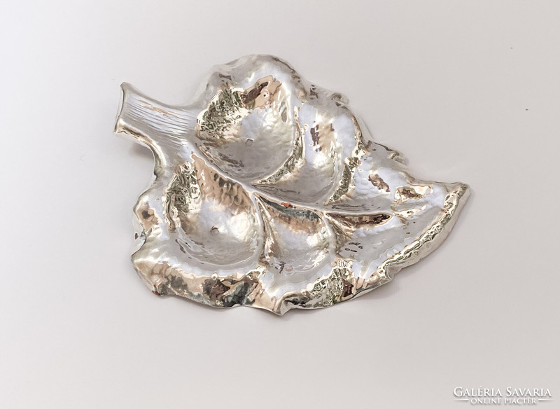 Old leaf-shaped silver-plated bowl.