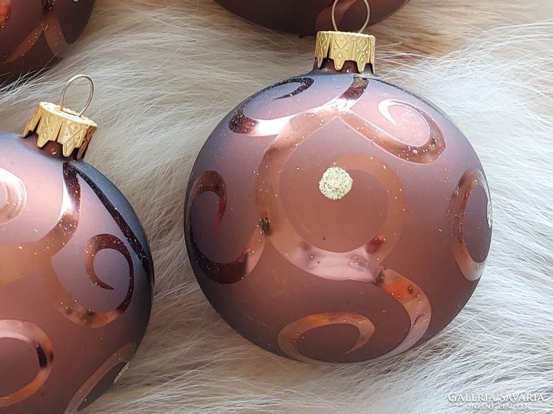 Modern üveg karácsonyfadísz gömb üvegdísz fahéj színű 6 db