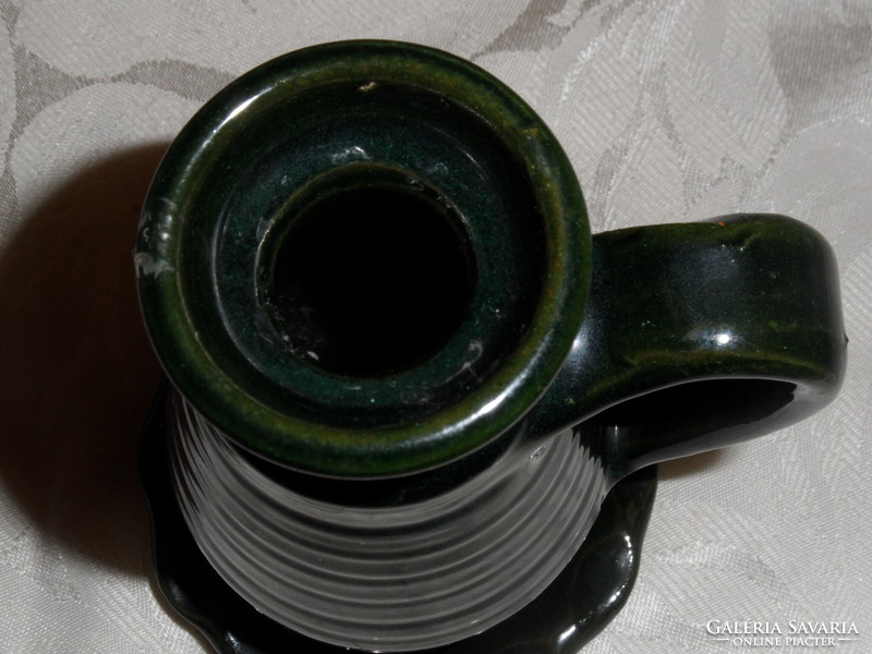 Karcagi cantor green glazed ceramic walking candle holder