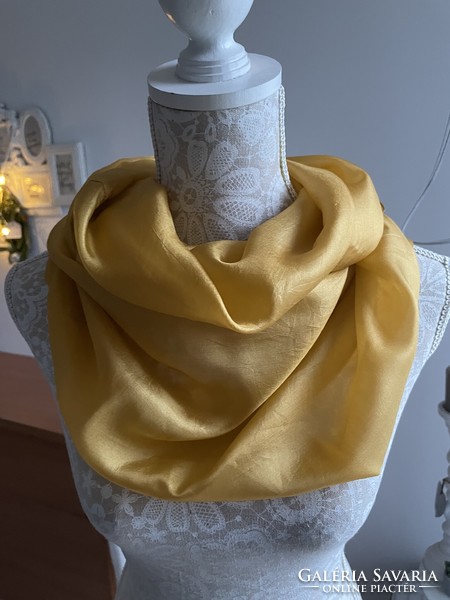 Aranysárga pille könnyű selyem kör kendő 50*160 cm, 100% silk