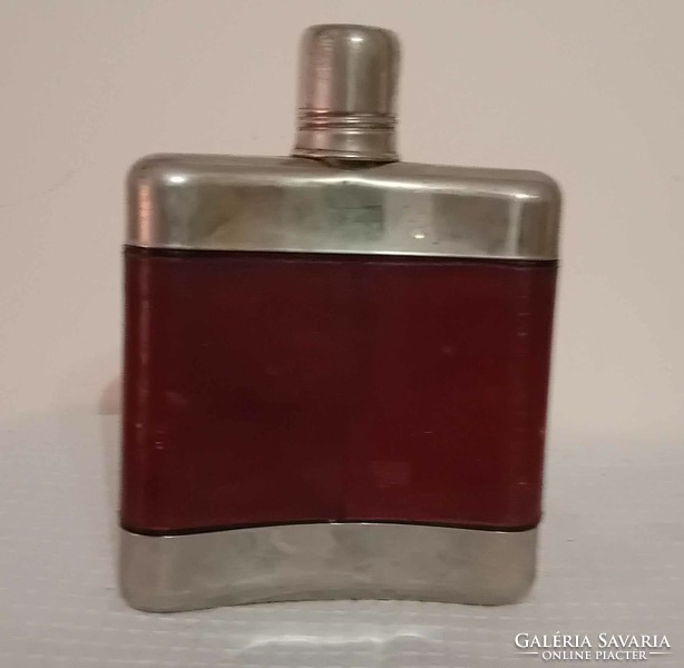 Old leather coated pocket flask.