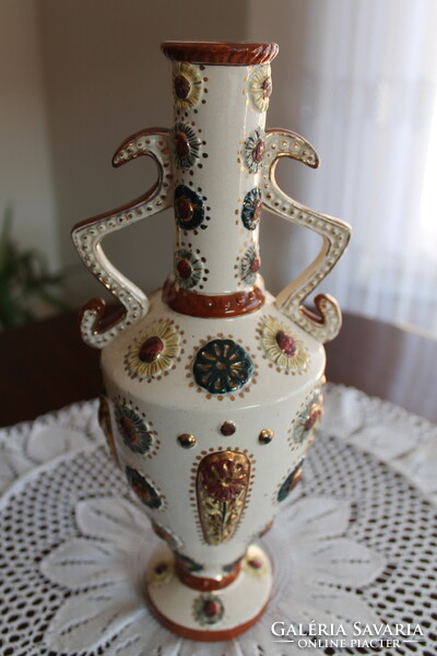 English Victorian majolica - Zsolnay style vases