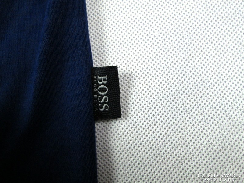 Original hugo boss slim fit (l) elegant men's dark blue long sleeve t-shirt