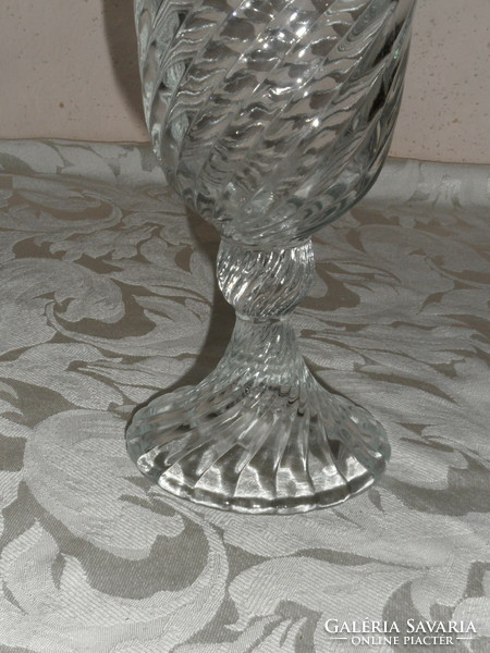 Talpas csavart üveg kehely, váza ( 23 cm )