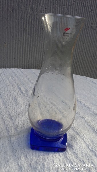 Bormioli rocco italy blue glass vase, 17 cm