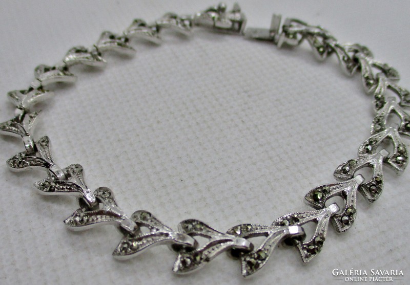 Special antique handcrafted silver bracelet with marcasite
