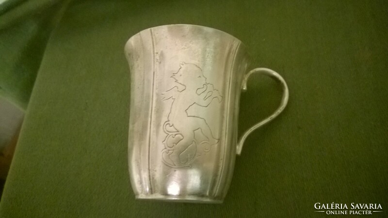 Silver-plated christening cup with handle, child cup-mug with handle, m 75 mm