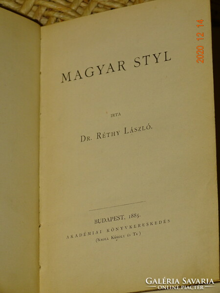 DR.RÉTHY LÁSZLÓ: MAGYAR STYL 1885