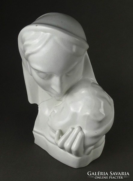 1Q526 art deco Szakmáry Hólloháza ceramic Madonna ~1940