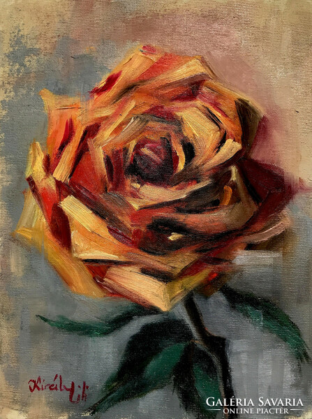 A bunch of roses - oil painting - 24 x 18 cm