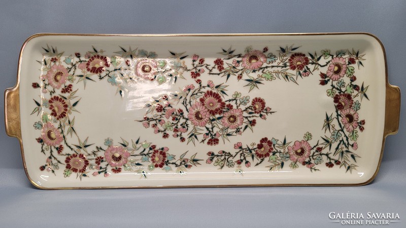 Zsolnay hand-painted wild rose sandwich and cake serving plate