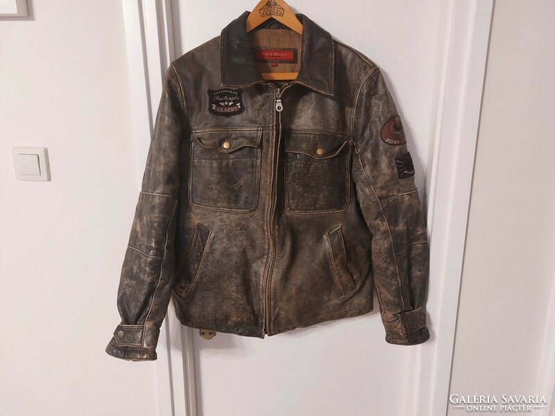 (K) philip russel pilot style leather jacket size l