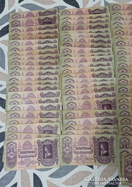 Egy köteg, 100 darab 100 Pengő 1930.