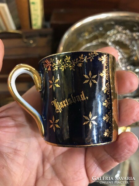Alt wien austria hand-painted, cobalt blue, gilded porcelain coffee cup
