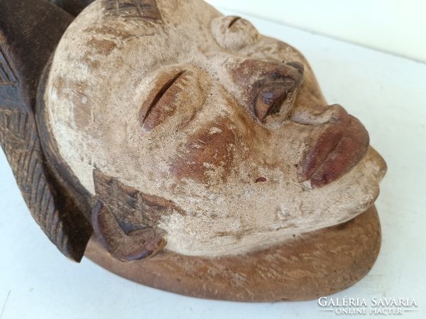 Antique African patinated wooden mask Punu ethnic group grain African mask 984 drum 55 7786