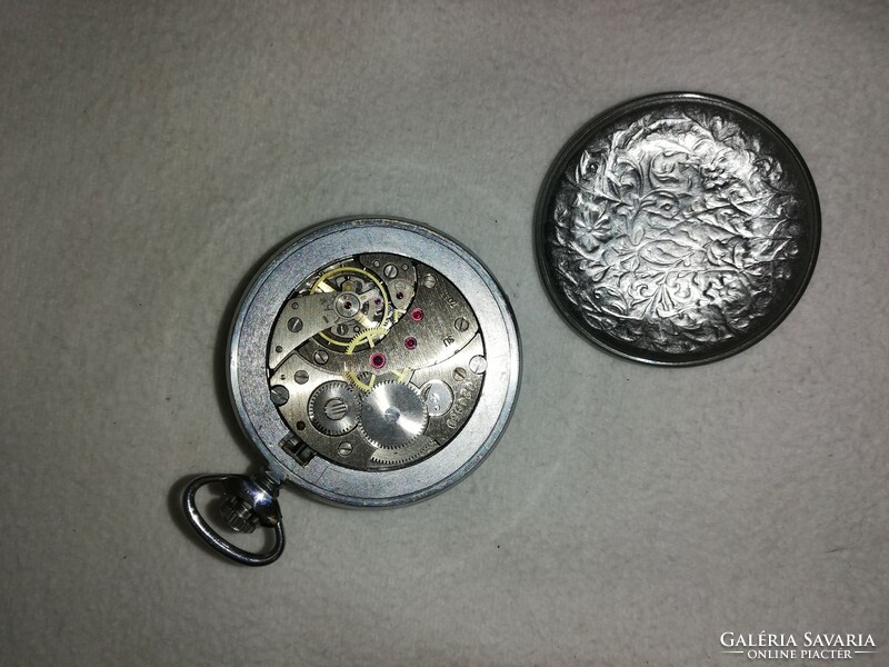 Molnia pocket watch with side seconds, burgundy dial