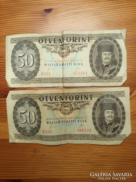 500 Forint 1990 1969 100 Forint 1992 1989 50 Forint 1983 2 db./ 1989 4.db Egyben Eladó  ! 10 db. !