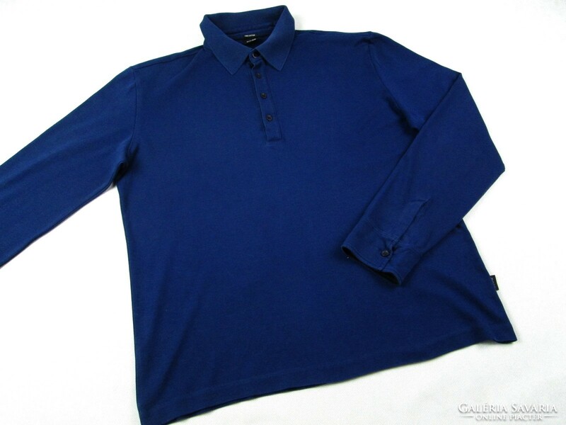 Original hugo boss slim fit (l) elegant men's dark blue long sleeve t-shirt
