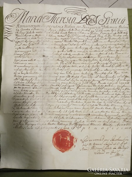 Maria Theresia Dei Gratia kezdetű, latin nyelvű dokumentum