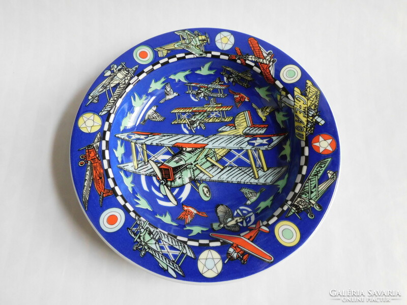 Swiss children's plate with old airplanes
